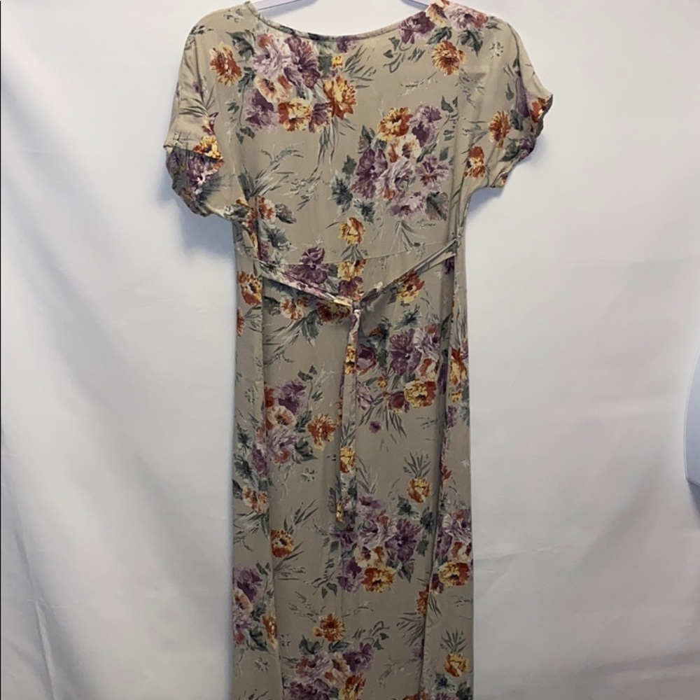 Vintage 90s Grunge button short sleeve shirt light floral maxi dress tie… - Picture 6 of 10